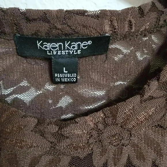 Karen Kane Brown Lace Floral Top - Picture 3 of 3